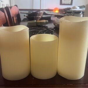 Ivory Flameless LED Pillar Candle Set - 3 Piece